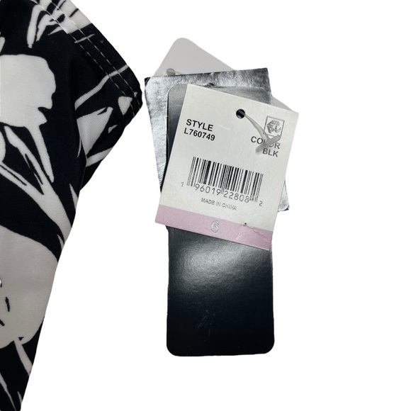 Island Escape High Neck Underwire Tankini Top Black White Floral Size 6 New - Picture 3 of 6